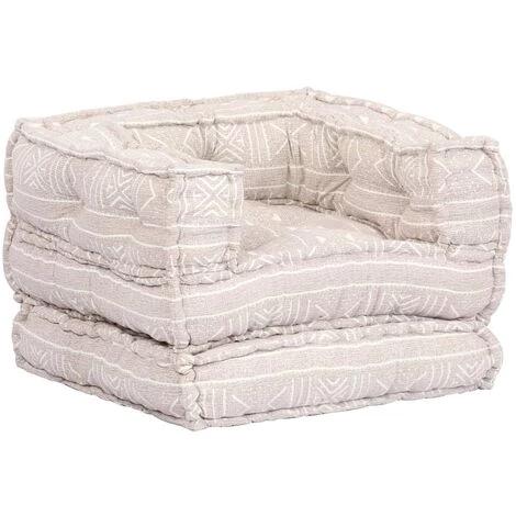 VidaXL Pouf Modulaire Simple Beige Tissu - Beige 3 VidaXL Pouf Modulaire Simple Beige Tissu - Beige