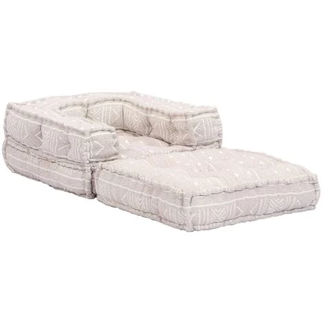 VidaXL Pouf Modulaire Simple Beige Tissu - Beige 4 VidaXL Pouf Modulaire Simple Beige Tissu - Beige – Image 2