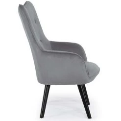 COTECOSY Fauteuil Scandinave Klarys Velours Gris - Gris -Pas Cher Fauteuil Magasin 16185858 3