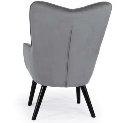 COTECOSY Fauteuil Scandinave Klarys Velours Gris - Gris -Pas Cher Fauteuil Magasin 16185858 4