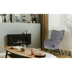 COTECOSY Fauteuil Scandinave Klarys Velours Gris - Gris -Pas Cher Fauteuil Magasin 16185858 5