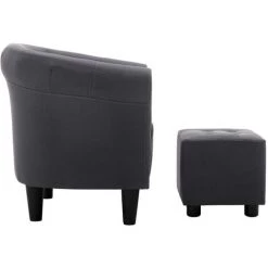 Fauteuil Et Tabouret Tissu Noir VidaXL -Pas Cher Fauteuil Magasin 16334924 3
