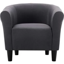 Fauteuil Et Tabouret Tissu Noir VidaXL -Pas Cher Fauteuil Magasin 16334924 5