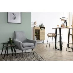 MILIBOO Fauteuil Design Gris Clair Et Métal Noir MONTANA - Gris Clair -Pas Cher Fauteuil Magasin 16612501 5