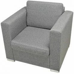 ASUPERMALL Fauteuil Tissu Gris Clair -Pas Cher Fauteuil Magasin 16673552 4