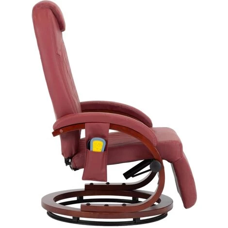 Fauteuil De Massage TV Similicuir Rouge Bordeaux VidaXL 6 Fauteuil De Massage TV Similicuir Rouge Bordeaux VidaXL – Image 4