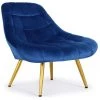 COTECOSY Fauteuil Danios Velours Bleu Pieds Or - Bleu -Pas Cher Fauteuil Magasin 16933350 1