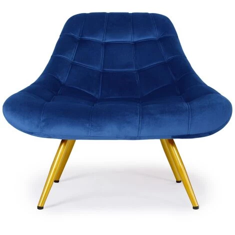 COTECOSY Fauteuil Danios Velours Bleu Pieds Or - Bleu 5 COTECOSY Fauteuil Danios Velours Bleu Pieds Or - Bleu – Image 3