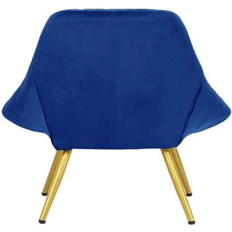 COTECOSY Fauteuil Danios Velours Bleu Pieds Or - Bleu 7 COTECOSY Fauteuil Danios Velours Bleu Pieds Or - Bleu – Image 5