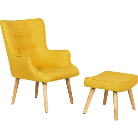 HABITAT & JARDIN Fauteuil Style Scandinave En Tissu "Odense" - 1 Place - Jaune 3 HABITAT & JARDIN Fauteuil Style Scandinave En Tissu "Odense" - 1 Place - Jaune