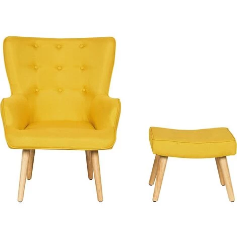 HABITAT & JARDIN Fauteuil Style Scandinave En Tissu "Odense" - 1 Place - Jaune 5 HABITAT & JARDIN Fauteuil Style Scandinave En Tissu "Odense" - 1 Place - Jaune – Image 3