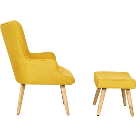 HABITAT & JARDIN Fauteuil Style Scandinave En Tissu "Odense" - 1 Place - Jaune 6 HABITAT & JARDIN Fauteuil Style Scandinave En Tissu "Odense" - 1 Place - Jaune – Image 4