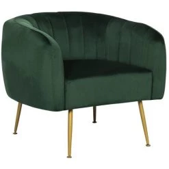 HABITAT ET JARDIN Fauteuil En Velours "Diana" - 1 Place - Vert