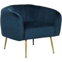 HABITAT ET JARDIN Fauteuil En Velours "Diana" - 1 Place - Bleu