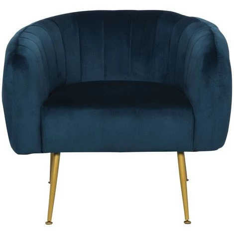 HABITAT ET JARDIN Fauteuil En Velours "Diana" - 1 Place - Bleu 4 HABITAT ET JARDIN Fauteuil En Velours "Diana" - 1 Place - Bleu – Image 2