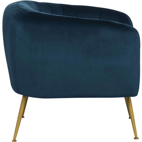 HABITAT ET JARDIN Fauteuil En Velours "Diana" - 1 Place - Bleu 5 HABITAT ET JARDIN Fauteuil En Velours "Diana" - 1 Place - Bleu – Image 3