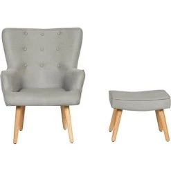 HABITAT ET JARDIN Fauteuil Style Scandinave En Tissu "Odense" - 1 Place - Gris Clair -Pas Cher Fauteuil Magasin 16954128 3