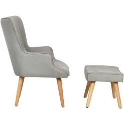 HABITAT ET JARDIN Fauteuil Style Scandinave En Tissu "Odense" - 1 Place - Gris Clair -Pas Cher Fauteuil Magasin 16954128 4