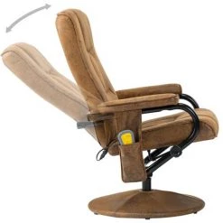 VidaXL Fauteuil De Massage Avec Repose-pied Marron Similicuir Daim - Brun -Pas Cher Fauteuil Magasin 16971119 4