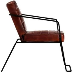 Fauteuil Cuir Véritable Marron Foncé VidaXL -Pas Cher Fauteuil Magasin 16978506 4