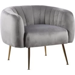HABITAT ET JARDIN Fauteuil En Velours "Diana" - 1 Place - Gris