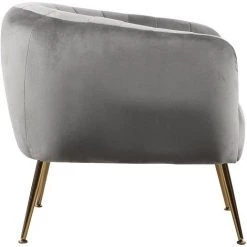 HABITAT ET JARDIN Fauteuil En Velours "Diana" - 1 Place - Gris -Pas Cher Fauteuil Magasin 16991925 3