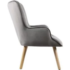 HABITAT & JARDIN Fauteuil Style Scandinave Velours "Odense" - 73 X 81 X 92.5 Cm - 1 Place - Gris -Pas Cher Fauteuil Magasin 16991928 3