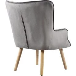 HABITAT & JARDIN Fauteuil Style Scandinave Velours "Odense" - 73 X 81 X 92.5 Cm - 1 Place - Gris -Pas Cher Fauteuil Magasin 16991928 4