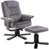 IDIMEX Fauteuil De Relaxation CHARLES Avec Repose-pieds Pouf Siège Pivotant Dossier Inclinable Assise Rembourrée Relax, En Velours Gris - Gris