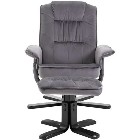 IDIMEX Fauteuil De Relaxation CHARLES Avec Repose-pieds Pouf Siège Pivotant Dossier Inclinable Assise Rembourrée Relax, En Velours Gris - Gris 4 IDIMEX Fauteuil De Relaxation CHARLES Avec Repose-pieds Pouf Siège Pivotant Dossier Inclinable Assise Rembourrée Relax, En Velours Gris - Gris – Image 2