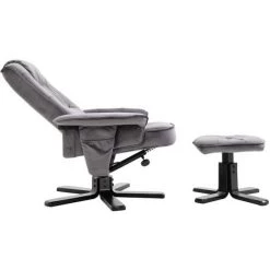 IDIMEX Fauteuil De Relaxation CHARLES Avec Repose-pieds Pouf Siège Pivotant Dossier Inclinable Assise Rembourrée Relax, En Velours Gris - Gris 9 IDIMEX Fauteuil De Relaxation CHARLES Avec Repose-pieds Pouf Siège Pivotant Dossier Inclinable Assise Rembourrée Relax, En Velours Gris - Gris -Pas Cher Fauteuil Magasin 17162841 4