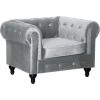 HABITAT ET JARDIN Fauteuil Chesterfield Velours "Aliza" - 111 X 82 X 70 Cm - Gris