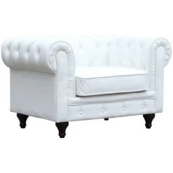 HABITAT ET JARDIN Fauteuil Chesterfield "Aliza" - 111 X 82 X 70 Cm - Blanc