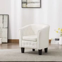 Fauteuil Similicuir Blanc VidaXL