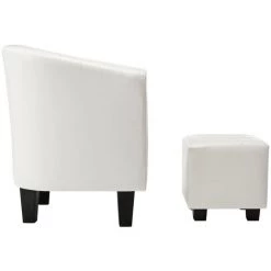 Fauteuil Avec Repose-pied Similicuir Blanc VidaXL -Pas Cher Fauteuil Magasin 17375363 5