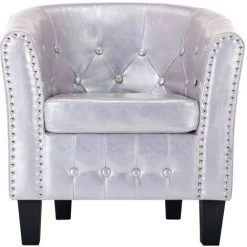 Fauteuil Similicuir Argenté Brillant VidaXL -Pas Cher Fauteuil Magasin 17375377 3
