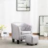 Fauteuil Avec Repose-pied Similicuir Argenté Brillant VidaXL