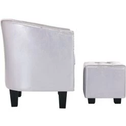 Fauteuil Avec Repose-pied Similicuir Argenté Brillant VidaXL -Pas Cher Fauteuil Magasin 17375382 4
