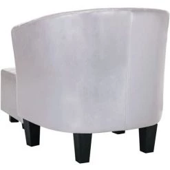 Fauteuil Avec Repose-pied Similicuir Argenté Brillant VidaXL -Pas Cher Fauteuil Magasin 17375382 5