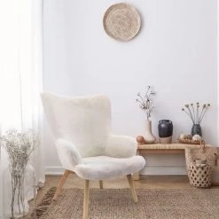THE HOME DECO FACTORY Fauteuil De Salon Effet Fourrure Scandi Helsinki - 65 X 74 X 100 - Blanc -Pas Cher Fauteuil Magasin 17410537 5