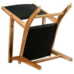 AUBRY GASPARD Fauteuil En Teck Et Cuir De Vache Noir Makassar Noir - Noir -Pas Cher Fauteuil Magasin 17460300 3