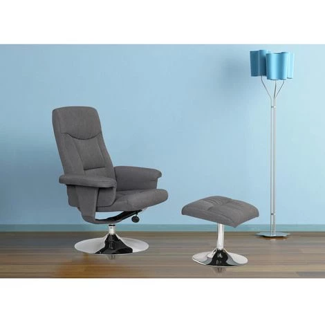 HABITAT ET JARDIN Fauteuil Relax + Repose-pieds "Louis" - 1 Place - Gris 4 HABITAT ET JARDIN Fauteuil Relax + Repose-pieds "Louis" - 1 Place - Gris – Image 2