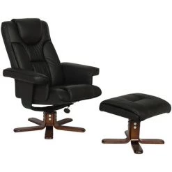 HABITAT ET JARDIN Fauteuil Relax + Repose-pieds "Jackson" - 1 Place - Noir