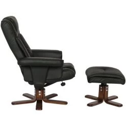 HABITAT ET JARDIN Fauteuil Relax + Repose-pieds "Jackson" - 1 Place - Noir -Pas Cher Fauteuil Magasin 17499634 4