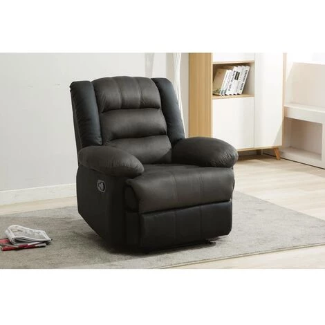 HABITAT ET JARDIN Fauteuil Relax "Buckingham" - 85 X 93 X 100 Cm - Noir / Gris Foncé 4 HABITAT ET JARDIN Fauteuil Relax "Buckingham" - 85 X 93 X 100 Cm - Noir / Gris Foncé – Image 2