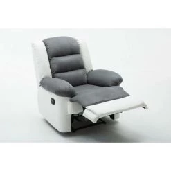 HABITAT ET JARDIN Fauteuil Relax "Buckingham" - 85 X 93 X 100 Cm - Blanc / Gris Clair -Pas Cher Fauteuil Magasin 17713936 3