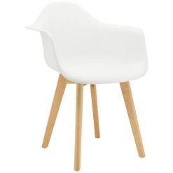 AUBRY GASPARD Fauteuil En Polypropylène Et Bois De Hêtre Blanc Blanc - Blanc