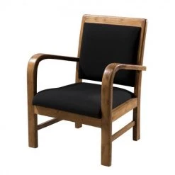 MACABANE ERIS - Fauteuil Scandi Teck Et Tissu Noir - Noir -Pas Cher Fauteuil Magasin 17783773 3
