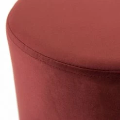 MACABANE ALBANE - Tabouret Rond 40x40cm Tissu Velours Bordeaux Pieds Métal - Bordeaux -Pas Cher Fauteuil Magasin 17783936 3