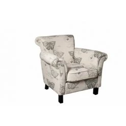 MACABANE ARTHUR - Fauteuil Blanc WILL Tissu Papillon Pieds Bois Noir - Imprimé Blanc Et Noir -Pas Cher Fauteuil Magasin 17784157 4